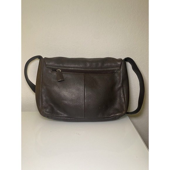 The Sak Crossbody Bag Brown Leather Satchel Flap Inside Pockets Divider Used - Picture 3 of 16